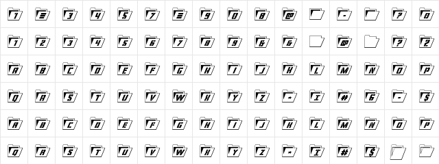 Eyes Only Outline Condensed Italic Outline Condensed Italic font glyphpreview