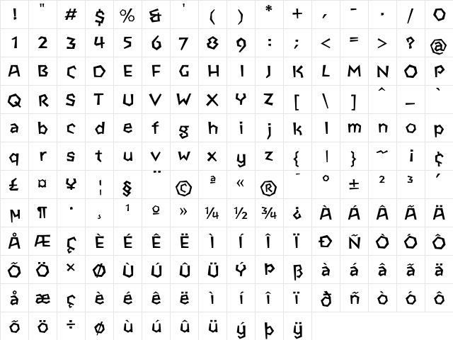 SPElder Regular font glyphpreview