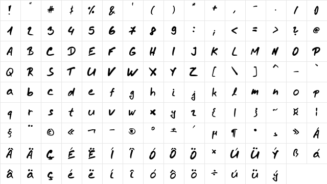 enyon handwrite Regular font glyphpreview