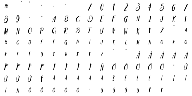 Savour&Pinacolada Regular font glyphpreview