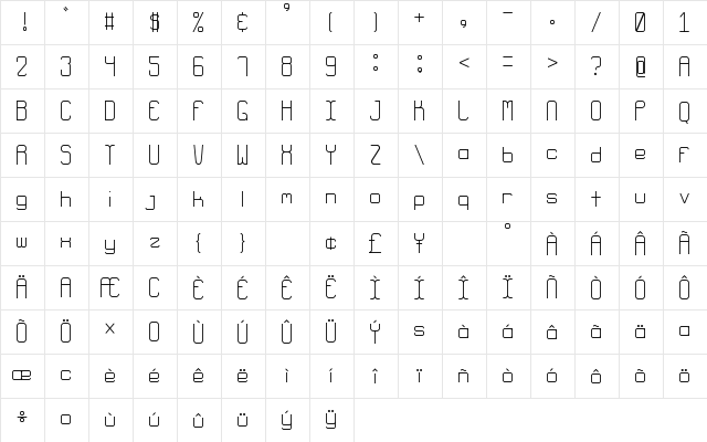 CC Robo Regular font glyphpreview