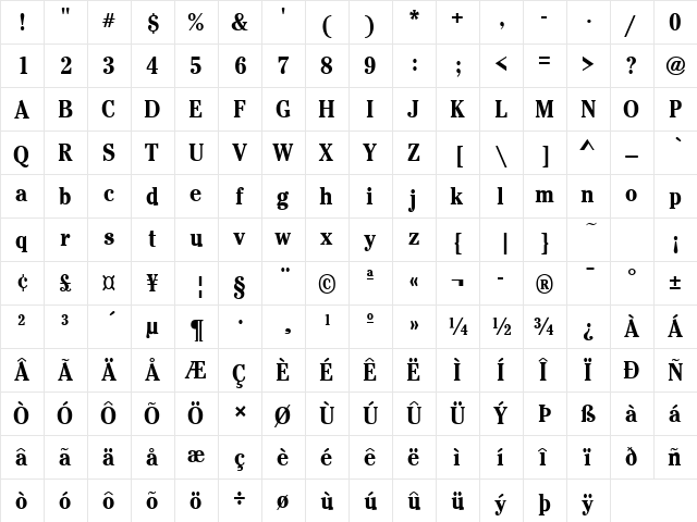 CheltenhamCond Bold font glyphpreview