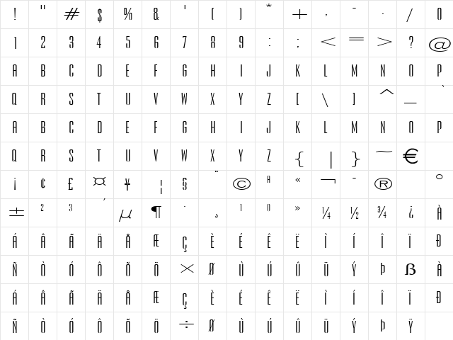ExpelExtended Normal font glyphpreview