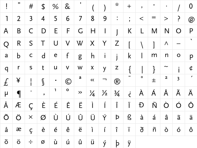 Scala Sans Regular LF font glyphpreview