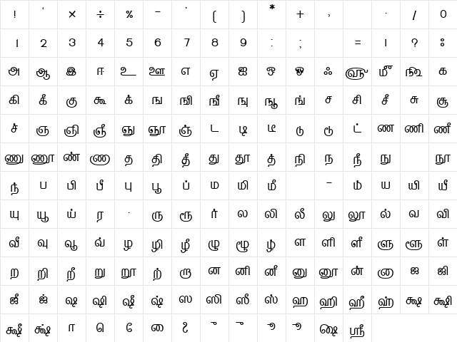 Shree-Tam-1361 Normal font glyphpreview