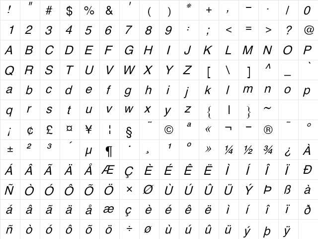 XB Riyaz Italic font glyphpreview