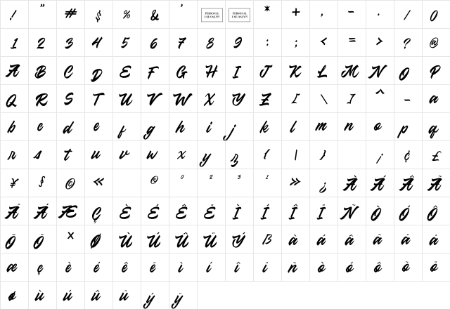 Ratcliffer Regular font glyphpreview