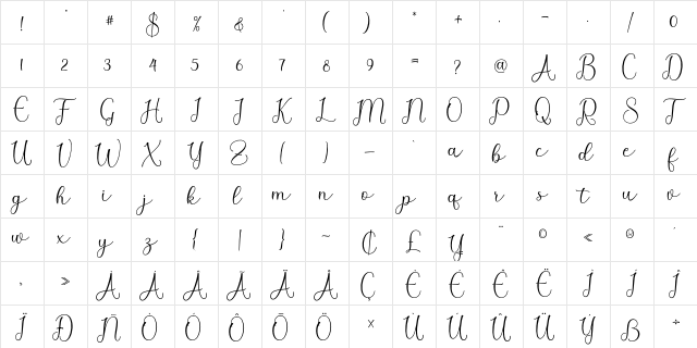 Anisha Regular font glyphpreview