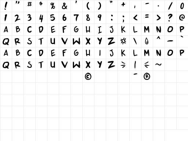 shonen punk v2 Regular font glyphpreview