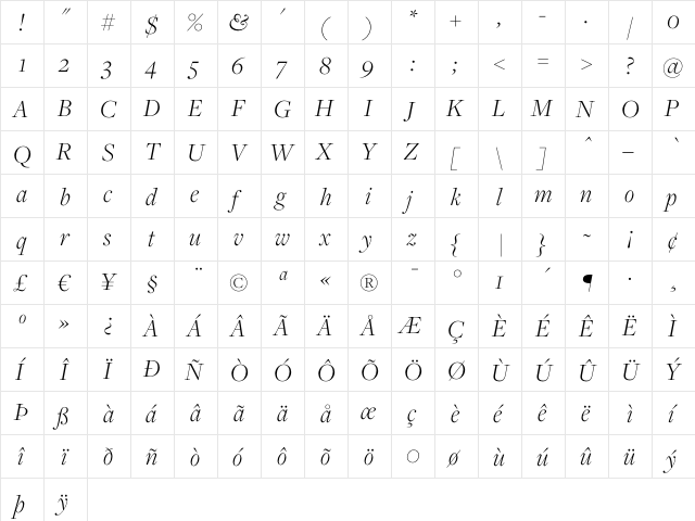 Freight Disp Light Italic font glyphpreview