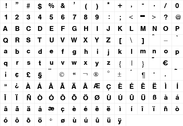 Helmet Bold font glyphpreview