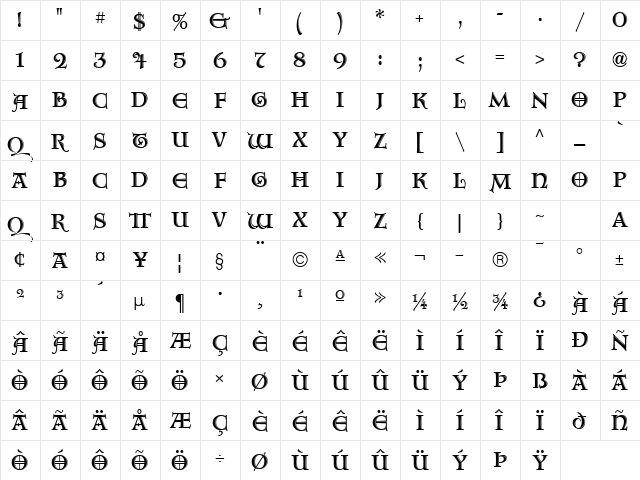 Aquitaine Initials ICG Alt Regular font glyphpreview