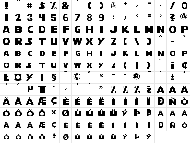 Star Vader Regular font glyphpreview