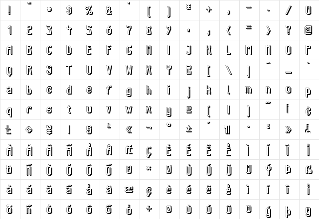 Elb-Tunnel Schatten Regular font glyphpreview