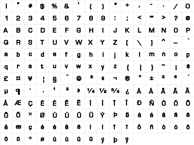 Waukegan LDO Black Regular font glyphpreview