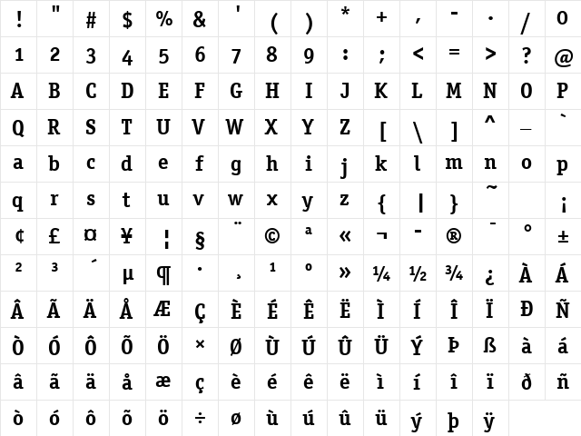 Officina Serif OS ITC TT Bold font glyphpreview