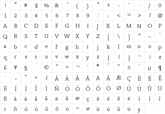 Silica Regular font glyphpreview