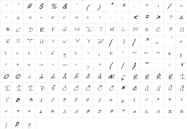 FZ HAND 24 SPIKED ITALIC Normal font glyphpreview