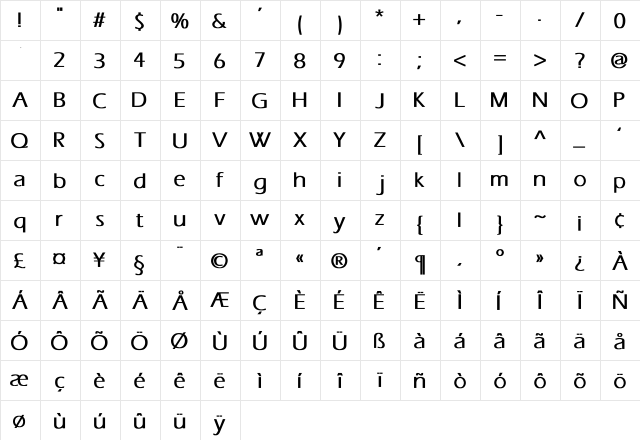 Eras Bold font glyphpreview