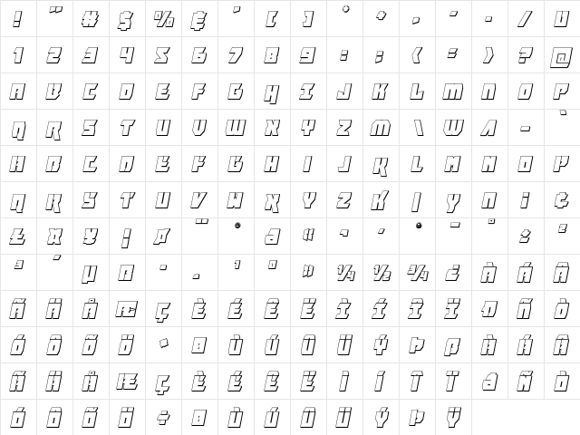 Furiosa 3D Italic Italic font glyphpreview