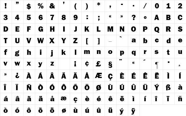 Franklin_Gothic-Black Regular font glyphpreview