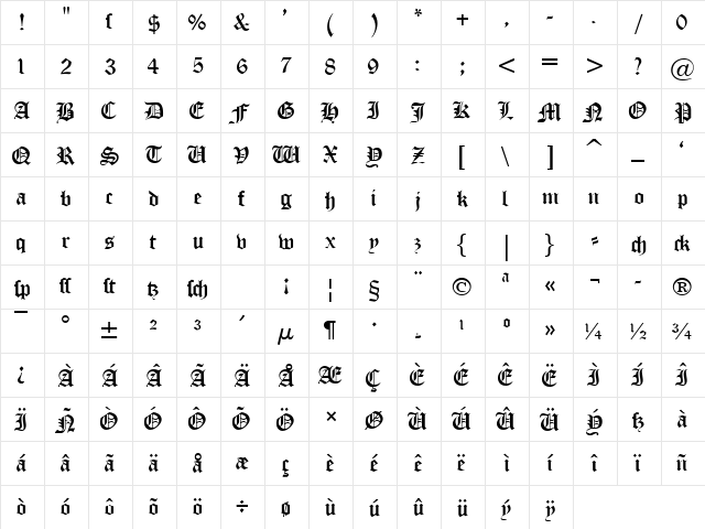 Old London DB Normal font glyphpreview