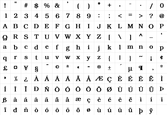 Oakland Bold font glyphpreview