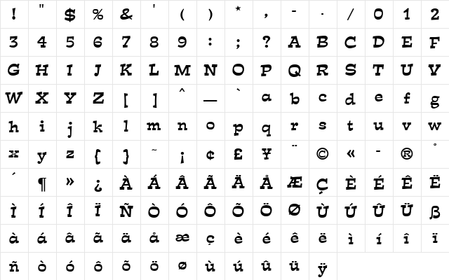 Estro MN Regular font glyphpreview