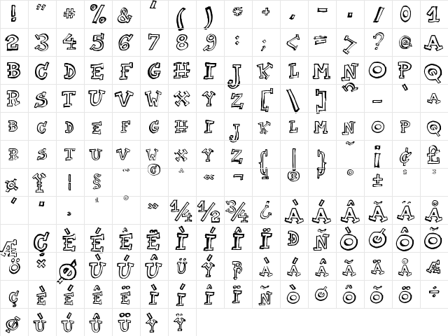 TWO AM Regular font glyphpreview