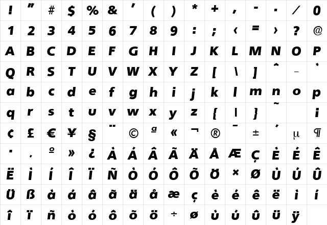 QuebecSerial-Black Italic font glyphpreview