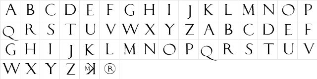 LucaPacioliRough Regular font glyphpreview