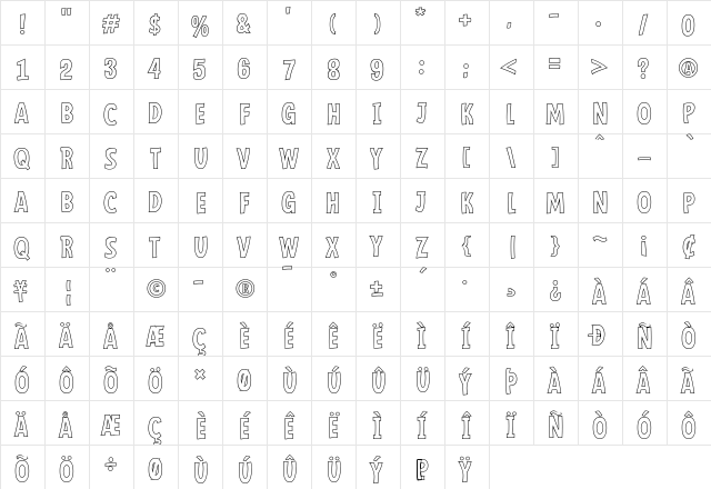Mindflyers Outline Regular font glyphpreview