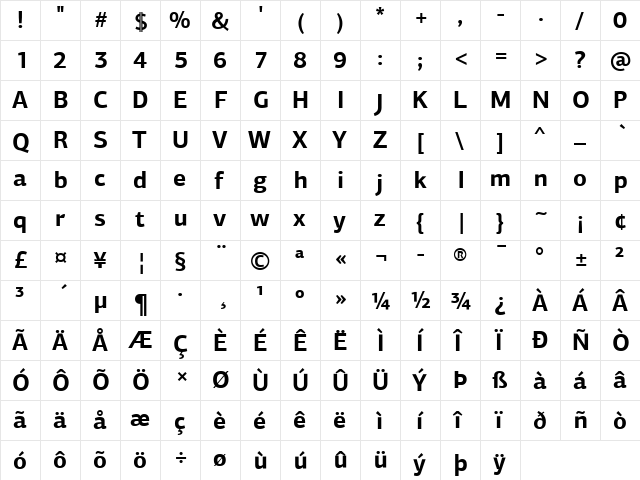 PF Agora Sans Pro Bold font glyphpreview