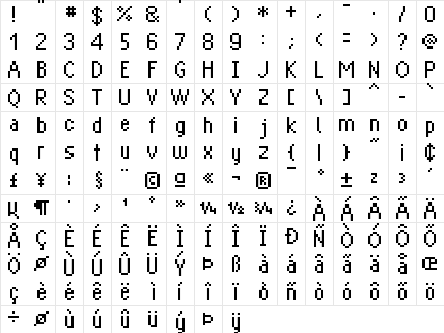 Munica Extended Regular font glyphpreview