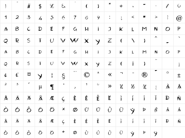 BrushedBig Becker Normal font glyphpreview