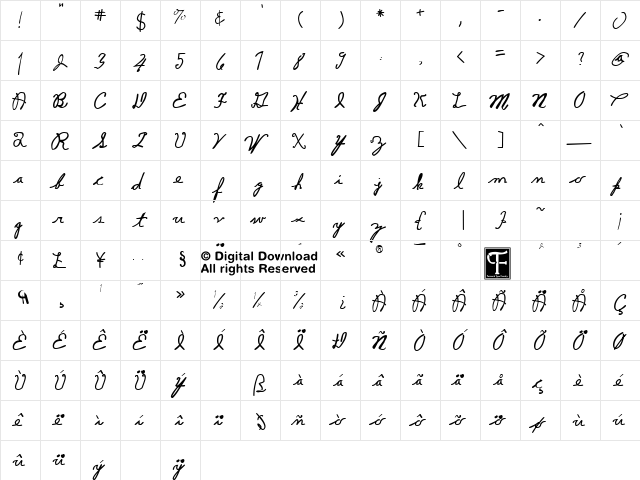 Dillinger Concise font glyphpreview