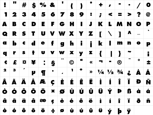 Futura Std Extra Bold font glyphpreview