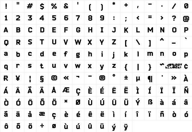 Bender Black font glyphpreview