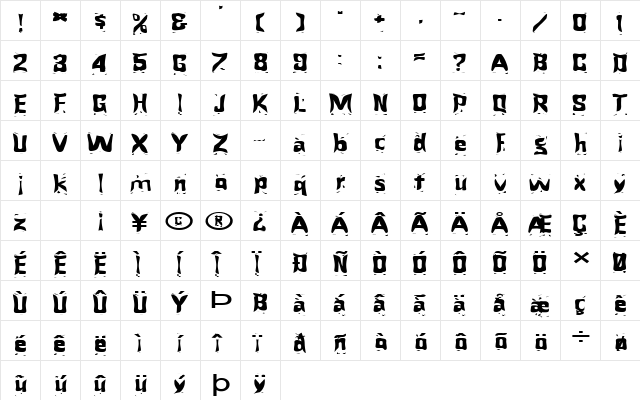 FZ WARPED 24 EX Normal font glyphpreview