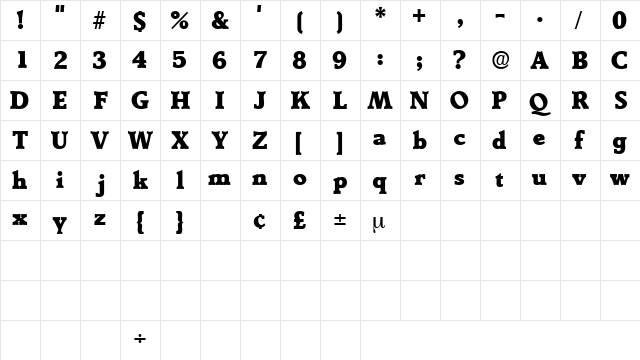 TractoDisplaySSK Regular font glyphpreview