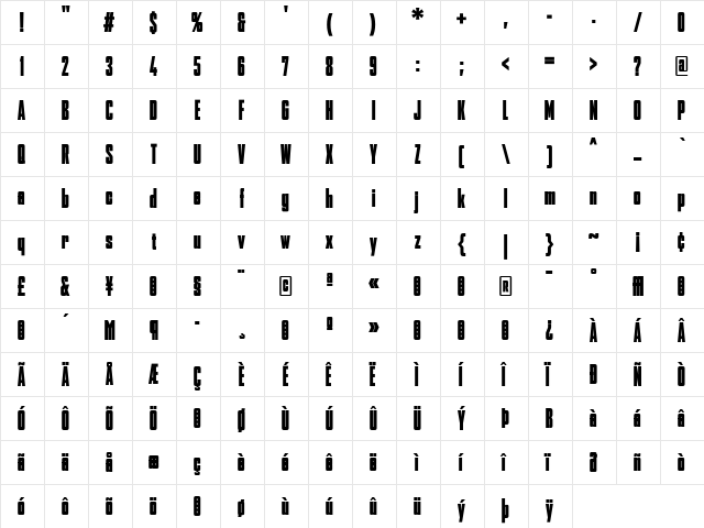 AgencyFB Regular font glyphpreview