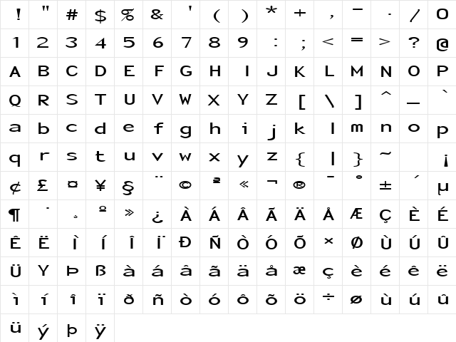 FZ BASIC 23 EX Normal font glyphpreview