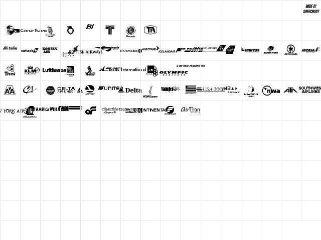 Airline Logos Past and Present Regular font glyphpreview