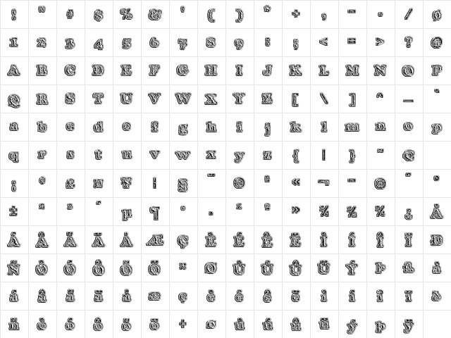 Modius 'PizzaType' Regular font glyphpreview