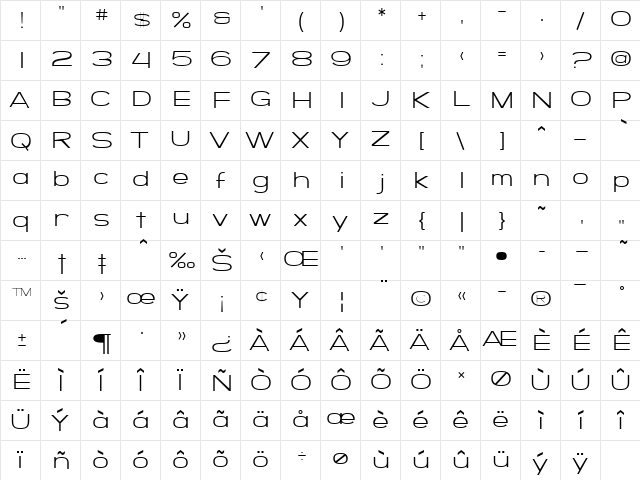 SF Grandezza Light font glyphpreview