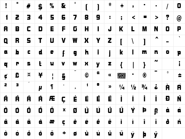 BolsterCondensed Regular font glyphpreview