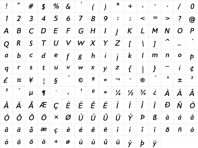 Gillius ADF No2 Bold Italic font glyphpreview