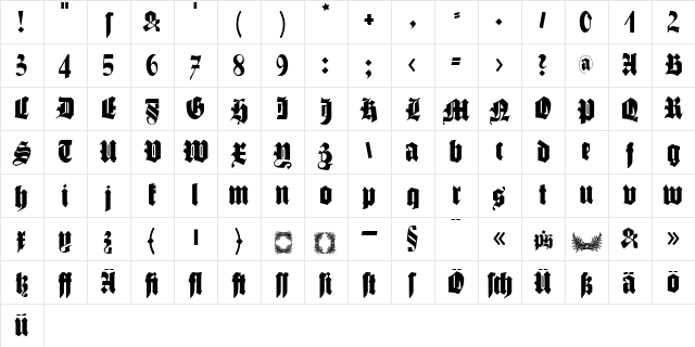 Schmalfette Gotisch Regular font glyphpreview