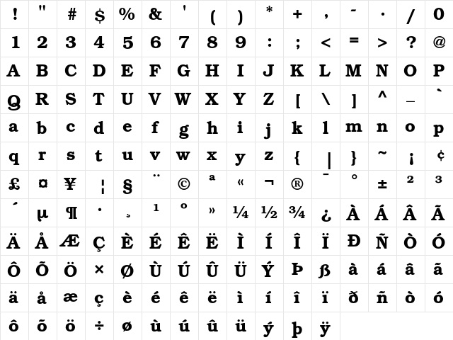 ITC Bookman Demi font glyphpreview