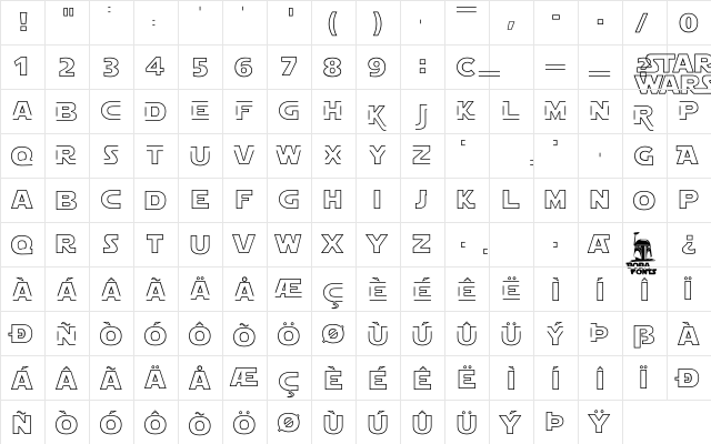 Star Jedi Hollow Regular font glyphpreview